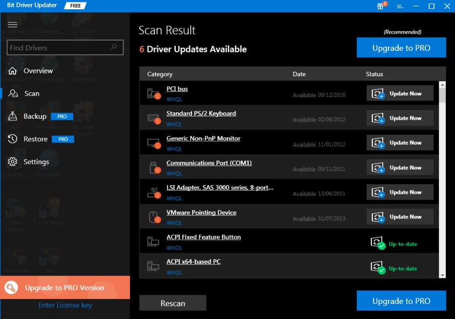 Software de actualización del controlador de bits