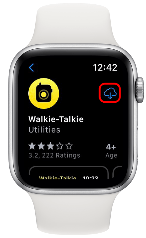 Tik op het cloudpictogram naast de Walkie Talkie-app om deze opnieuw te installeren.