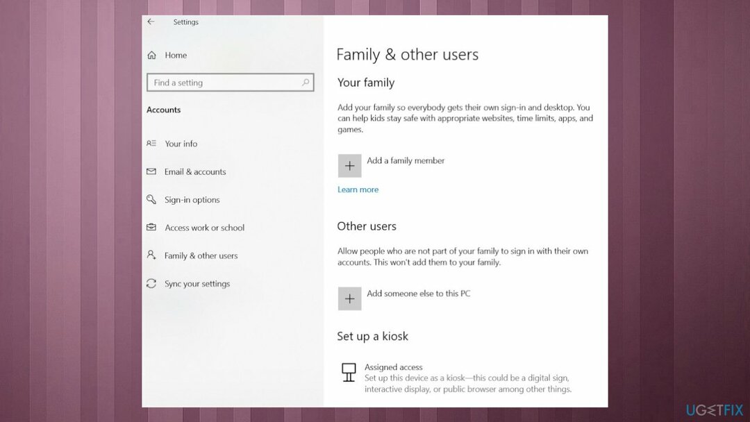 परिवार और अन्य उपयोगकर्ता