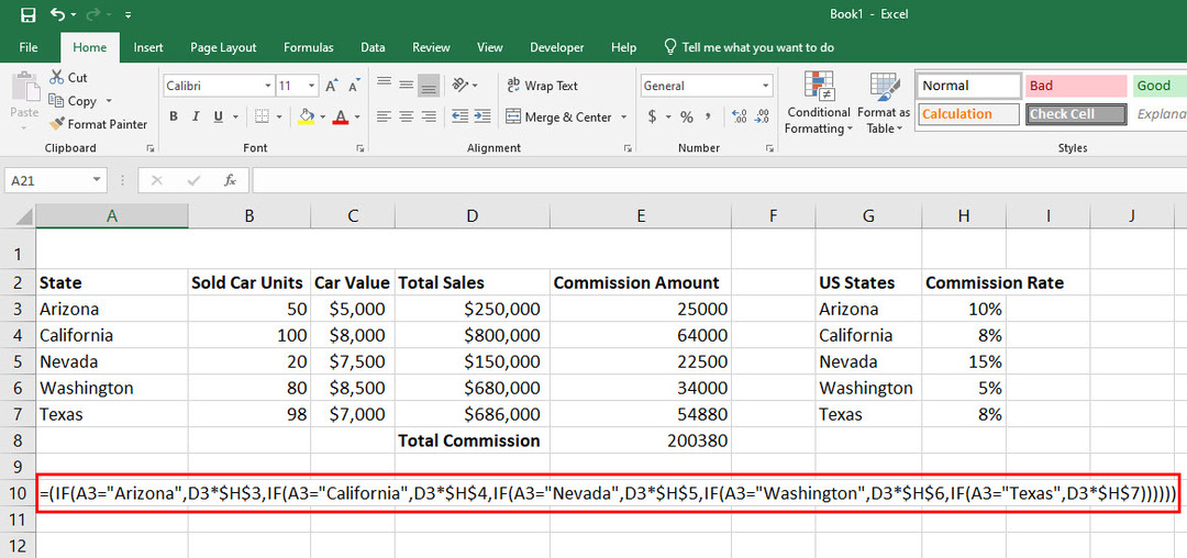 Více vzorců IF-THEN Excel v jedné buňce