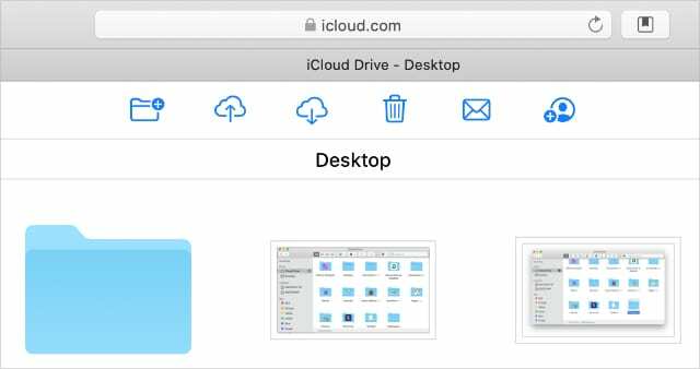 iCloud Drive vietne ar lejupielādes ikonu