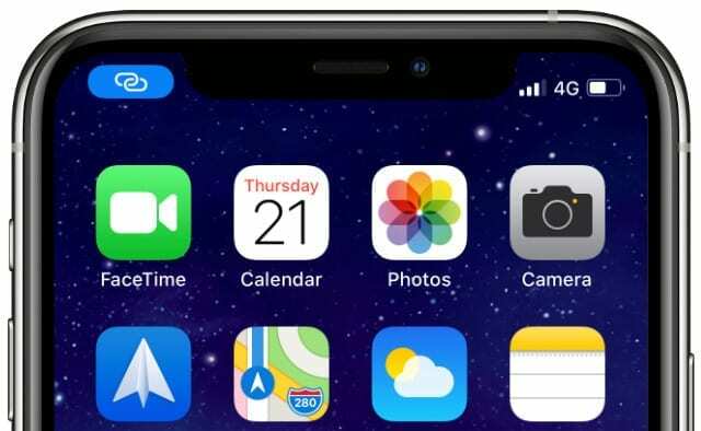 パーソナルホットスポット通知を表示するiPhone