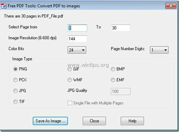 Opciones de PDF a imagen