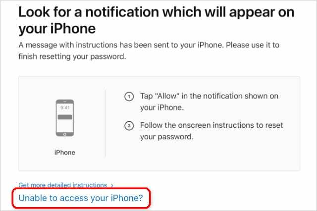 Kan ikke få tilgang til iPhone-knappen på iForgot webste