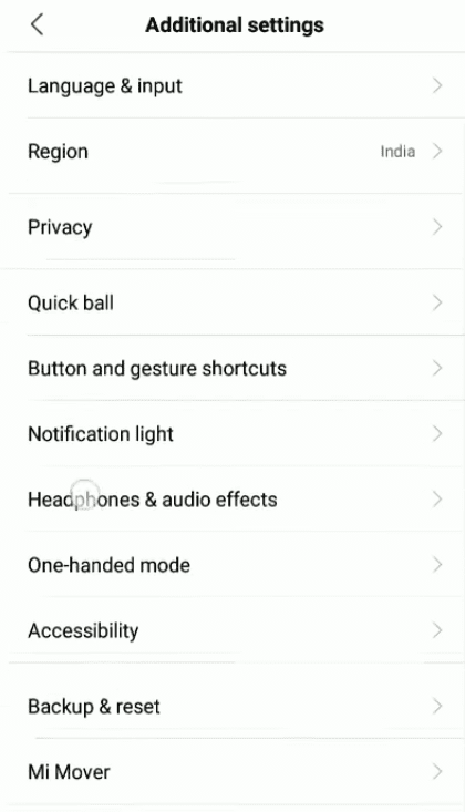 Xiaomi - अतिरिक्त सेटिंग्स