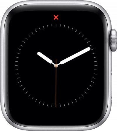 Rode X-pictogram op Apple Watch