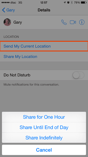 iOS 8 Поділитися місцезнаходженням