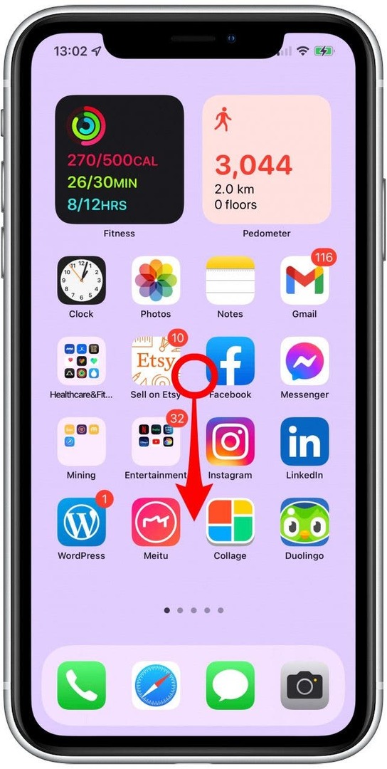 Balayez vers le bas sur votre écran d'accueil - rechercher des messages iphone