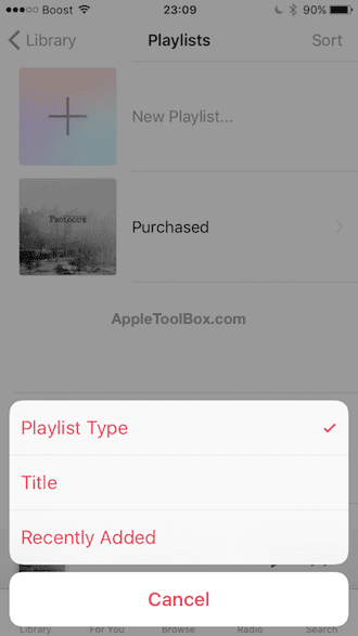 hur man sorterar låtar, spellistor i iOS 10.2