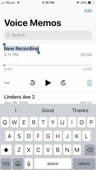 Как да преименувате гласови бележки в iOS 12
