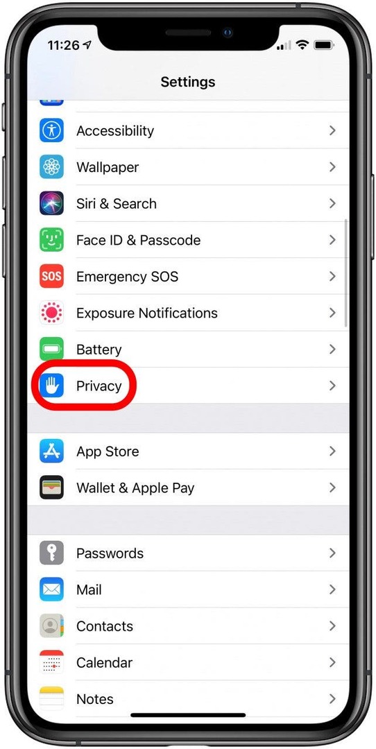 הגדרות הפרטיות של האייפון