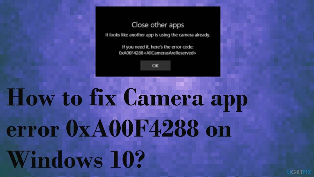 Kaamera rakenduse viga 0xA00F4288