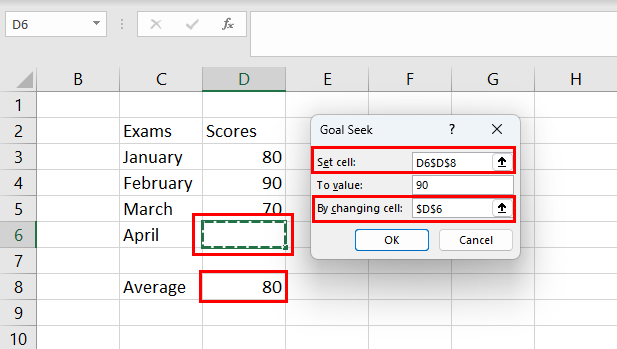 Komponenty i parametry wyszukiwania celu programu Excel