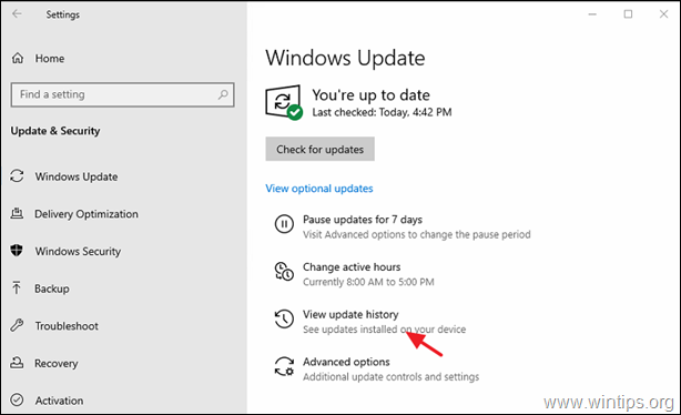 Desinstalar atualização do Windows 10