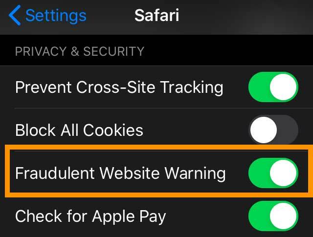 a safari webhely figyelmeztetése csalárd webhelyekre