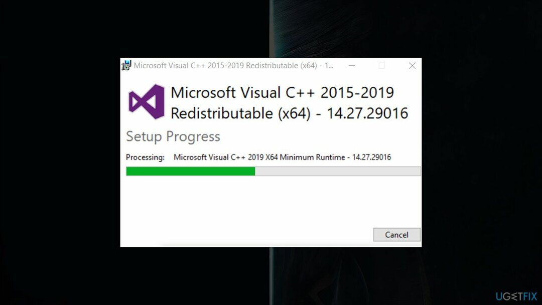 Instale los paquetes de Visual C ++ que faltan