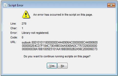 Errore di script di Outlook 2013