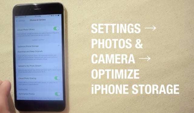 בצע אופטימיזציה של אחסון תמונות iOS 10