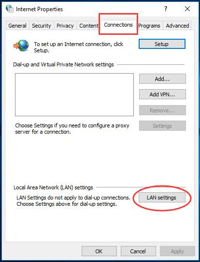 Configurações de lan