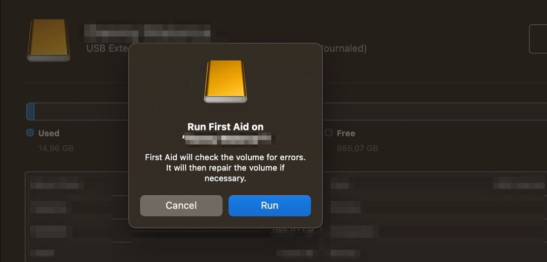 Käivitage Disk Utility hüpikakende ekraanipilt