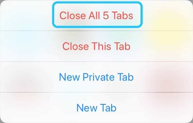 Închideți toate filele din Safari pe iOS