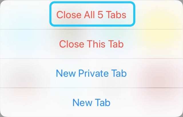 Sluit alle tabbladen in Safari op iOS