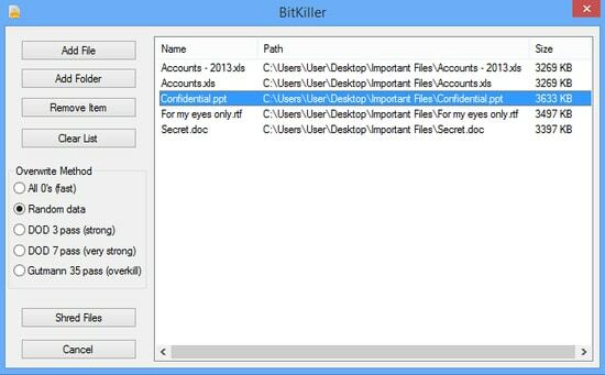 BitKiller - Хороші подрібнювачі файлів для Windows
