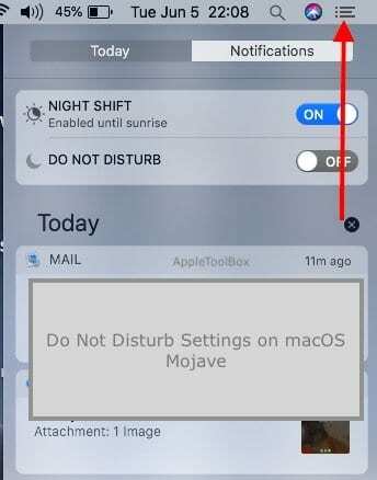 Ne zavarjanak mód a macOS Mojave rendszeren