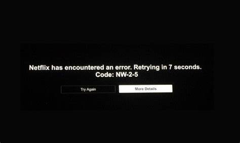 „Netflix“ klaidos kodas NW-2-5