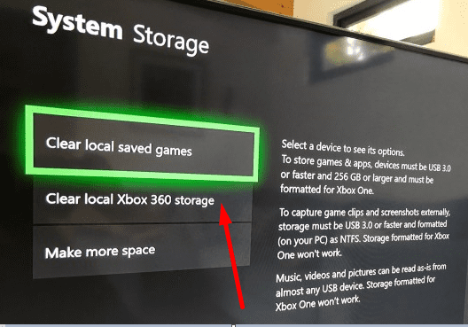 ștergeți spațiul de stocare local pentru xbox 360