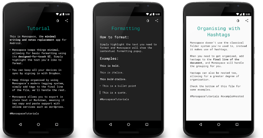 Monospace - Οι καλύτερες εφαρμογές επεξεργασίας κειμένου Android 