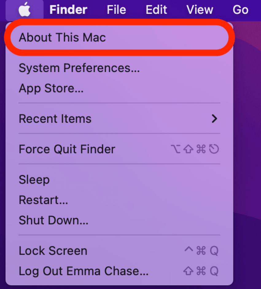 คลิกเกี่ยวกับ mac เครื่องนี้เพื่อดูว่า usb ไม่แสดง mac หรือไม่
