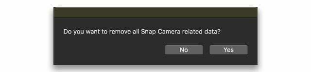 Při odinstalaci odeberte všechna data Snap Camera z Macu