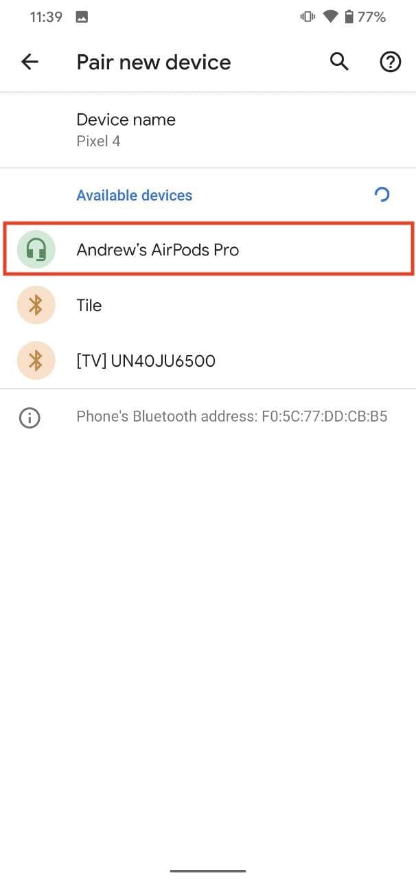 Associa AirPods Pro ad Android 3