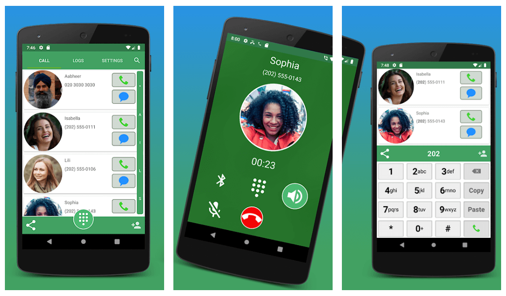 Kontakte, Telefon und Telefon von Facetocall - Telefon-App für Android