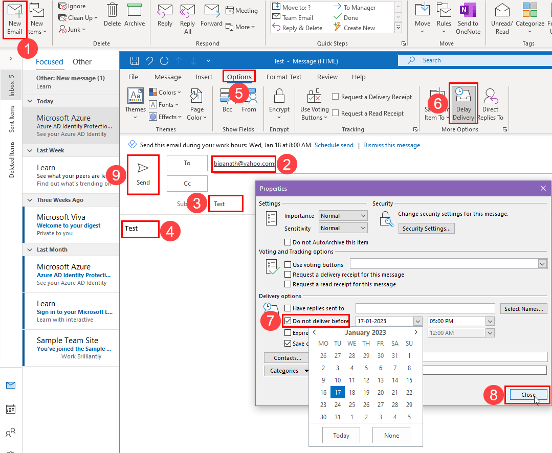 Как запланировать электронную почту в приложении Outlook в Windows
