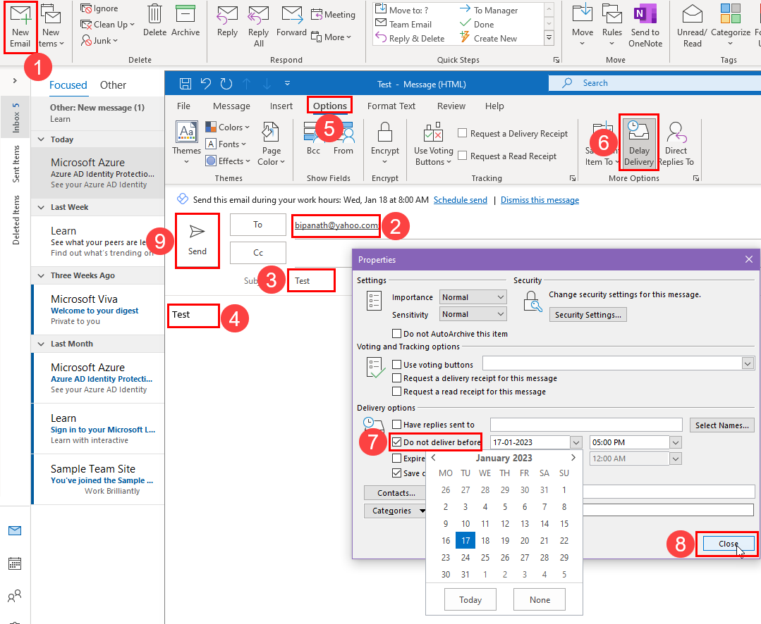 Cómo programar un correo electrónico en la aplicación de Outlook en Windows