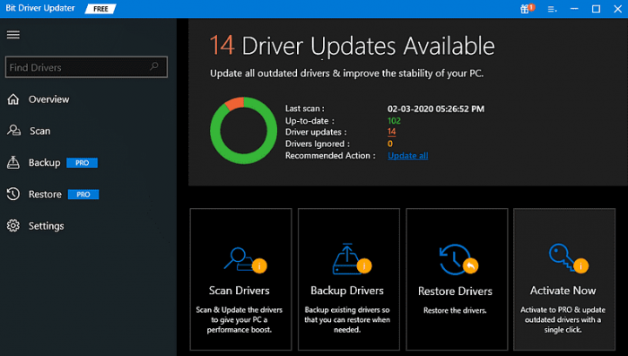 Σαρώστε το πρόγραμμα οδήγησης με το Bit Driver Updater