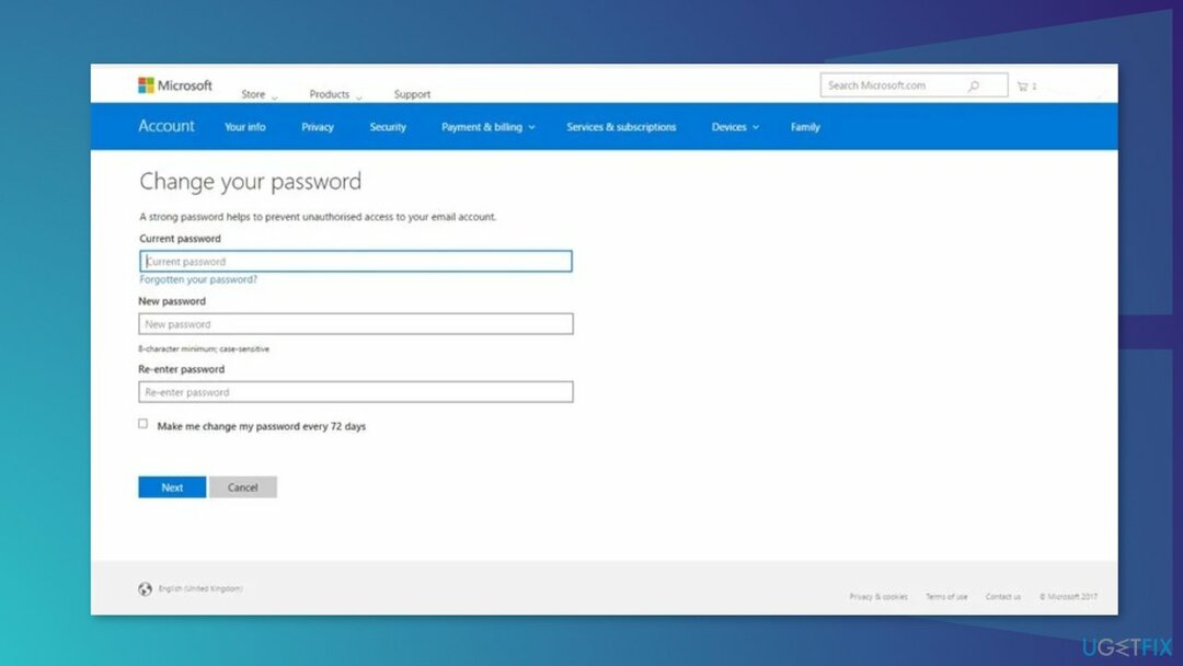 Modifica la password dell'account Microsoft