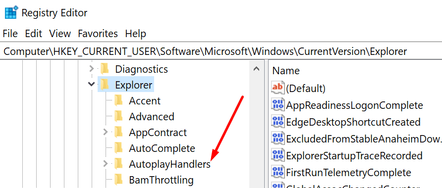 autoplayhandlers-windows-10-registre