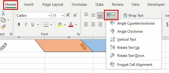 Neigungstext Excel