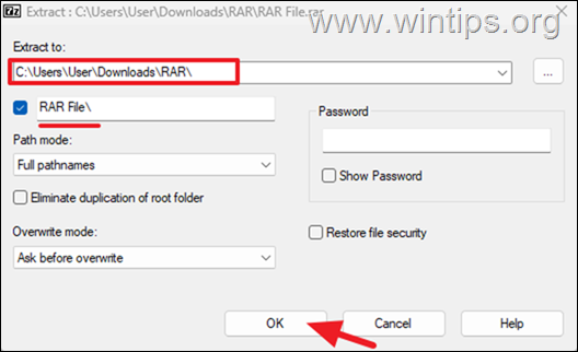 7Zip ile bir RAR arşivi nasıl çıkarılır