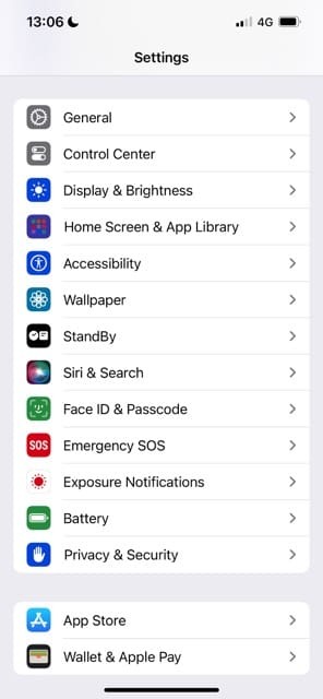 Impostazioni generali su iOS