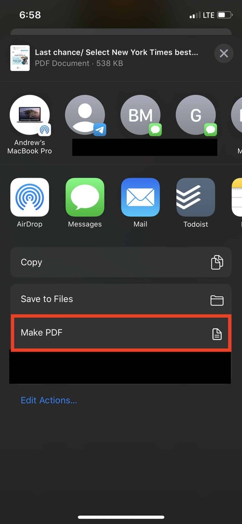 Naudokite New Make PDF spartųjį klavišą