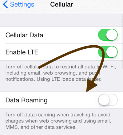 isključite roaming podataka
