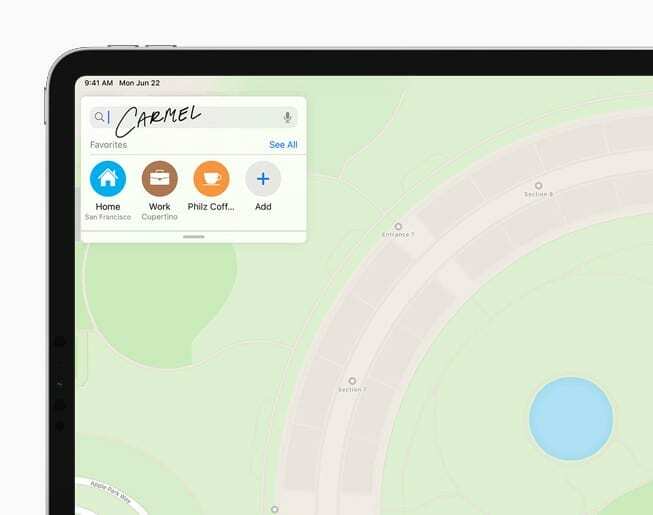 Scibble ใน Apple Maps iPadOS 14
