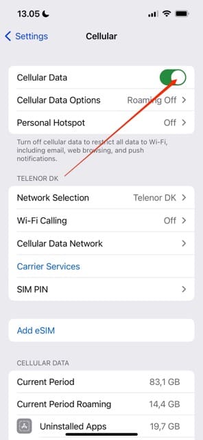 Jak vypnout vaše mobilní data iOS