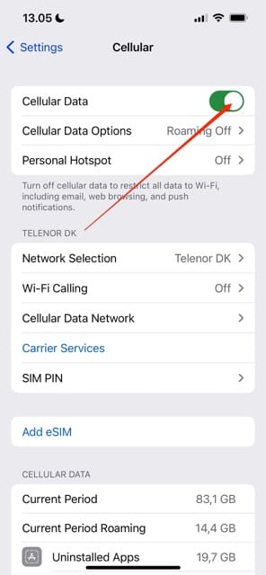 Como desativar os dados de celular do iOS