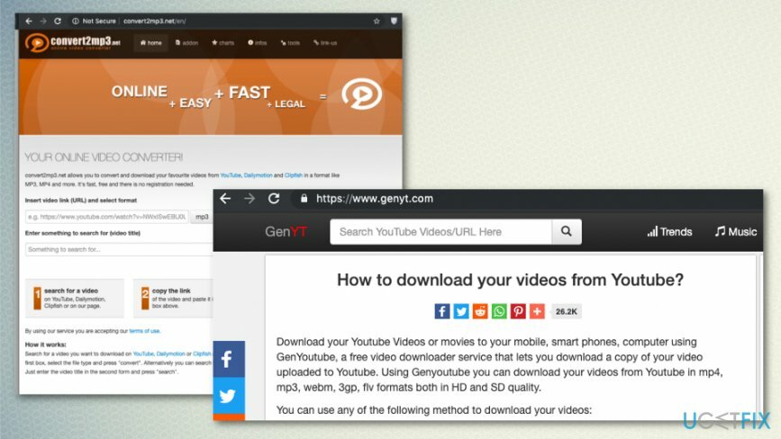 อุปกรณ์ GenYoutube และ Convert2mp3