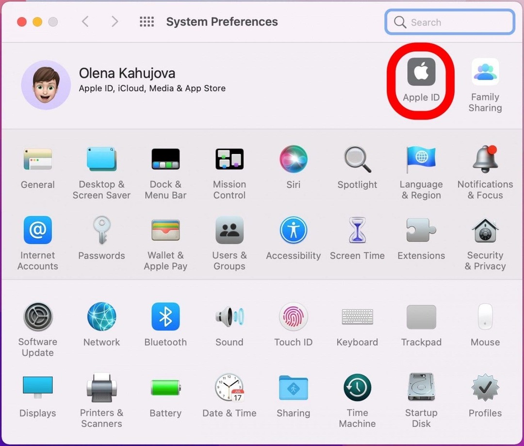 Klikněte na Apple ID – záloha macbooku na icloud